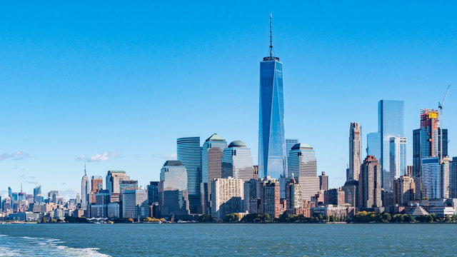 New York City, USA, One World Trade Center building in the urban