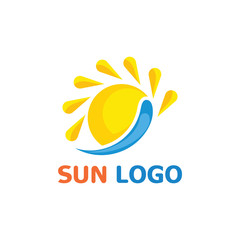 Sun Summer Logo Design illustration icon template