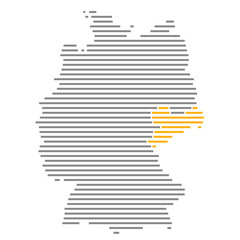Bundesland Sachsen mit oranger Markierung auf Deutschlandkarte