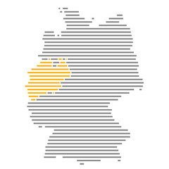 Bundesland Nordrhein-Westfalen mit oranger Markierung auf Deutschlandkarte - obrazy, fototapety, plakaty