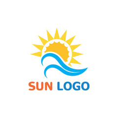 Fototapeta na wymiar Sun Summer Logo Design illustration icon template