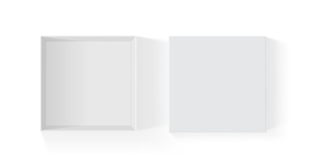 open white paper box isolated on white background mock up 