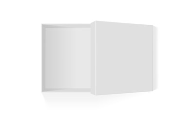 open white paper box isolated on white background mock up 