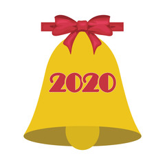 Christmas or school bell. Symbol with bow 2020