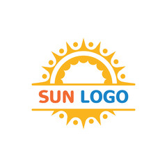 Sun Summer Logo Design illustration icon template