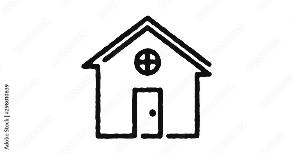 Poster house outline icon animation footage/video. hand drawn like symbol animated with motion graphic, can