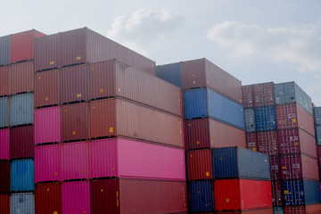 Container stacks in vessels waiting to be imported and exported