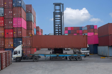 Container handlers in the port for export and import