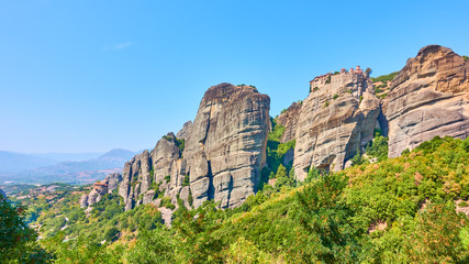 Panorama of rock ridge in Meteora