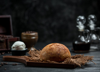 fresh brown bread on the table
