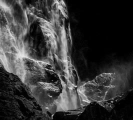 Black and white waterfall