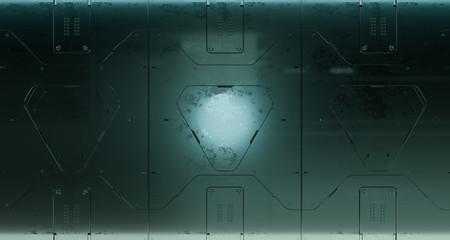 3d render sci-fi metal panel surfaces. Future background with complex forms and shapes. Technology illustration.