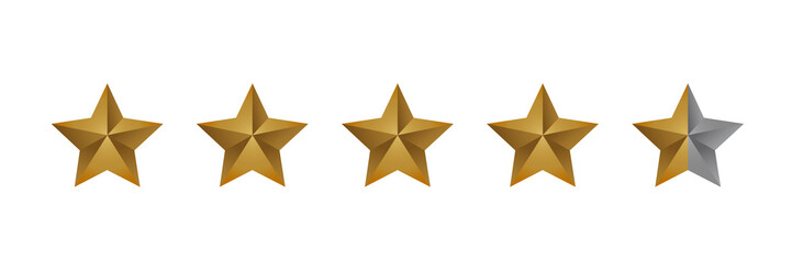 Luxury Four And A Half Stars Golden Gradient Rating Icon Vector