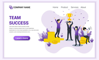 Business success concept. Businessman celebrating success by holding the trophy. business leader to success. Can used for web banner, infographics, landing page, web template. Flat vector illustration