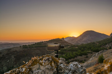 Shooting a video in nature