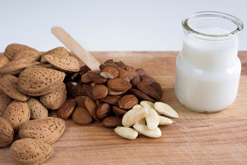 Almond nuts with white milk macro