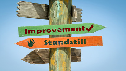 Street Sign to Improvement versus Standstill