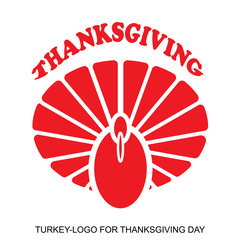 Turkey icon for Happy Thanksgiving. Happy thanksgiving day vector logo for web and mobile.Happy thanksgiving abstract, modern, red turkey symbol.