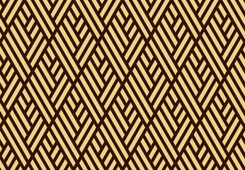 Abstract geometric pattern with stripes, lines. Seamless vector background. Gold and black ornament. Simple lattice graphic design