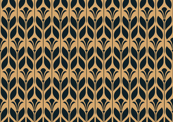 Flower geometric pattern. Seamless vector background. Gold and black ornament