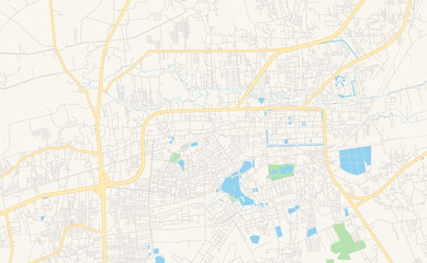 Fototapeta na wymiar Printable street map of Nakhon Ratchasima, Thailand