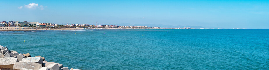 Panoramic view of the ocean near Valencia in Spain