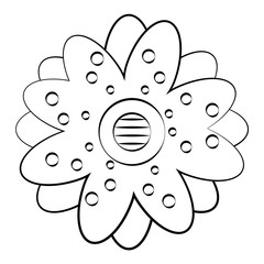 Coloring on a white background. Flower with circles