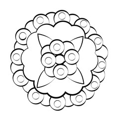 Coloring on a white background. Flower with curls