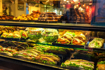 Display with vegetable snacks in Athens, Greece