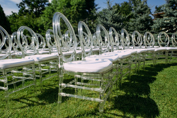 decorative transparent plastic chairs events outside semicircle