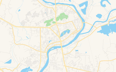Printable street map of Nakhon Sawan, Thailand