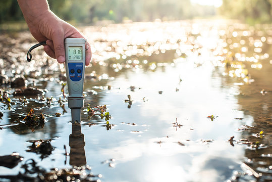 Measure water content with digital device.  PH meter.