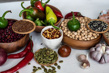 Cooking concept with raw food