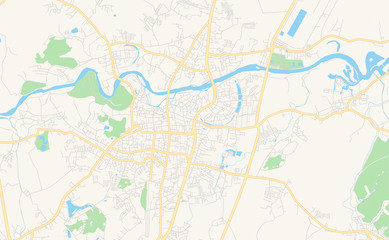 Fototapeta na wymiar Printable street map of Chiang Rai, Thailand