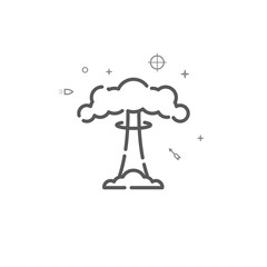 Nuclear explosion simple vector line icon. Symbol, pictogram, sign. Light background. Editable stroke