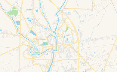 Printable street map of Phra Nakhon Si Ayutthaya, Thailand