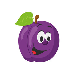 Fruits Characters Collection: Vector illustration of a funny and smiling plum character.
