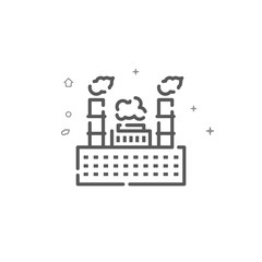 Naklejka premium Plant, factory simple vector line icon. Symbol, pictogram, sign. Light background. Editable stroke