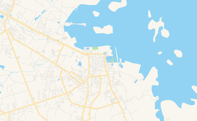 Fototapeta na wymiar Printable street map of Sakon Nakhon, Thailand