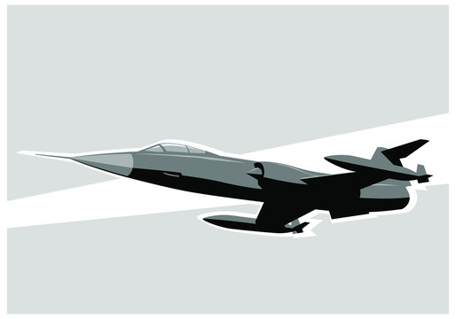 Fighter jet in the sky. F-104 Starfighter. vector image for illustration. Vector template.