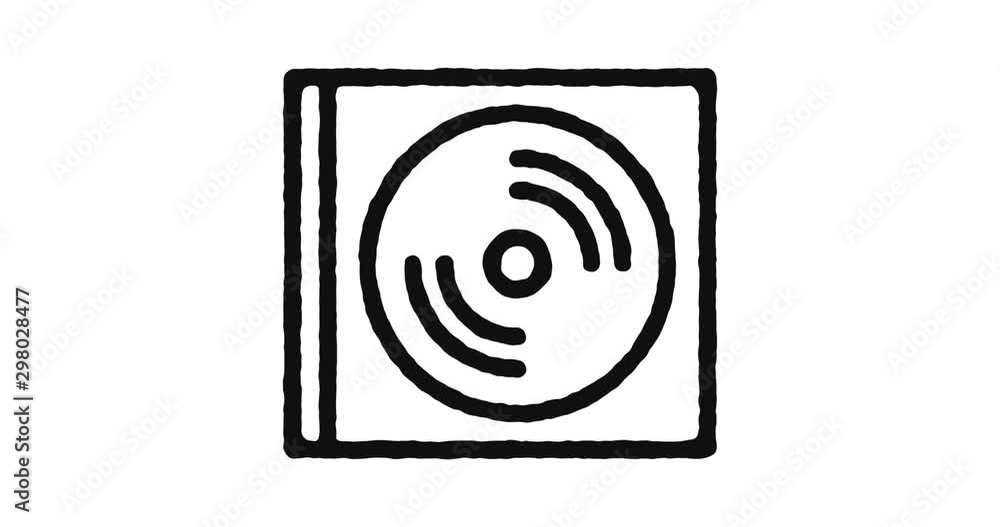 Poster compact disc outline icon animation footage/video. hand drawn like symbol animated with motion graph