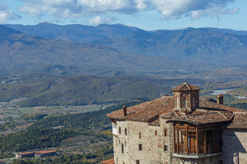 a magnificent daytime trip through the Kalambaka mountains to the Meteora monastery complex with beautiful views from different points and rocks. Thessaly, Greece