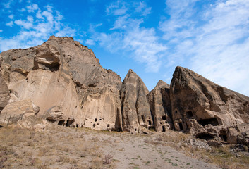 The paths inside Selime Cathedral. Selime Monastery in Cappadocia, Turkey. Selime is town at the end of Ihlara Valley. The Monastery is one of the largest religious buildings. Cave formations.