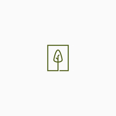 Tree with rectangular shape Park Logo Icon Design Template. flat Nature, Modern Vector Illustration