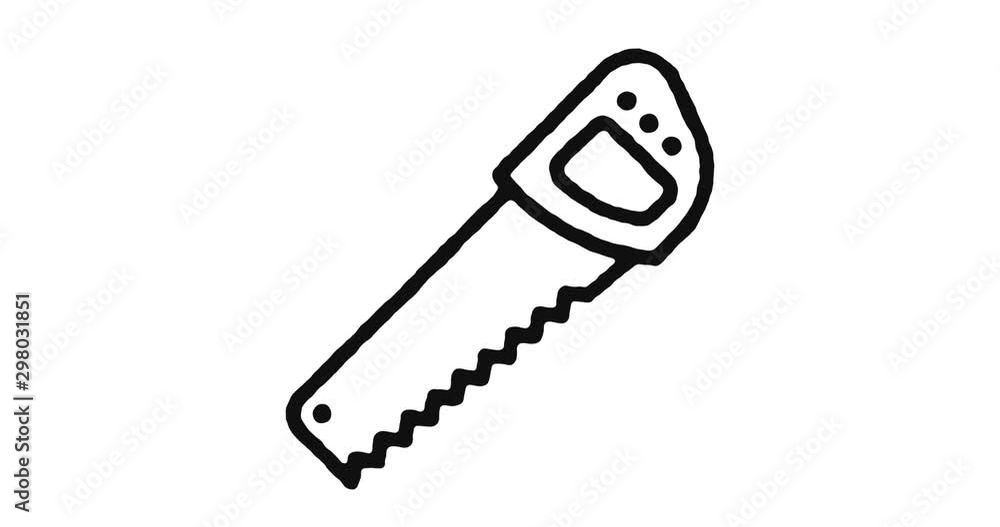Poster hand saw outline icon animation footage/video. hand drawn like symbol animated with motion graphic, 