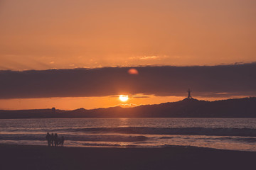 Sunset in the  looking towards Coquimbo and the silhouette of the cross of the third millennium