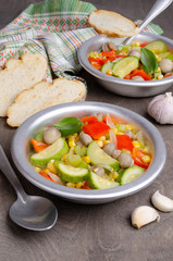 Stewed vegetables in a dish