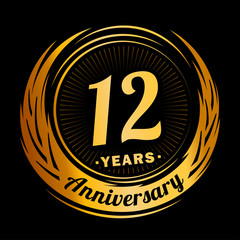 Fototapeta na wymiar 12 years anniversary. Anniversary logo design. Twelve years logo.