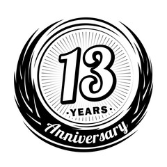 13 years anniversary. Anniversary logo design. Thirteen years logo.