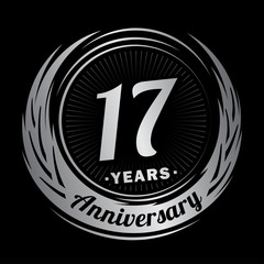 17 years anniversary. Anniversary logo design. Seventeen years logo.